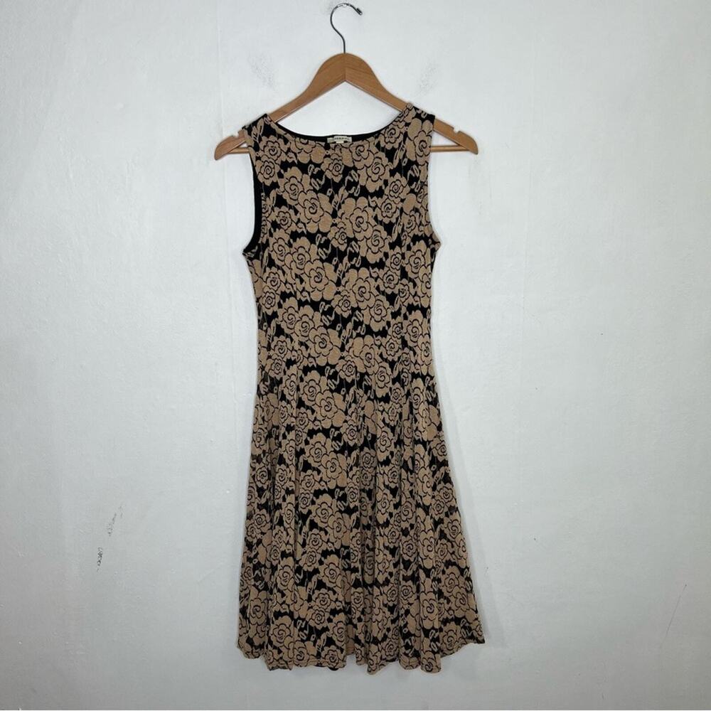 Haani Black and Tan Floral Lace Fit Flare Dress Size Medium